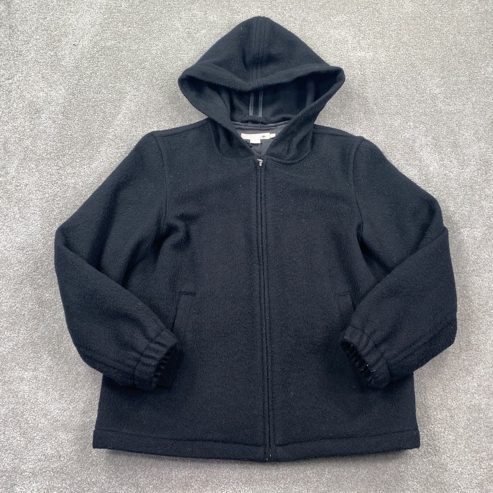 J. Crew Full Zip Up Wool Winter‎ Hooded Jacket Long Sleeves Men's Size S Black